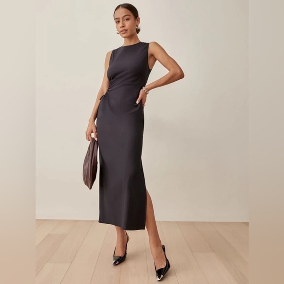 REFORMATION Black Doria Dress 2 - Picture 2 of 8